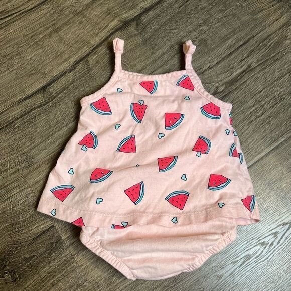 CARTER'S Baby Girls Cotton Watermelon Sunsuit 9 months - Picture 3 of 7